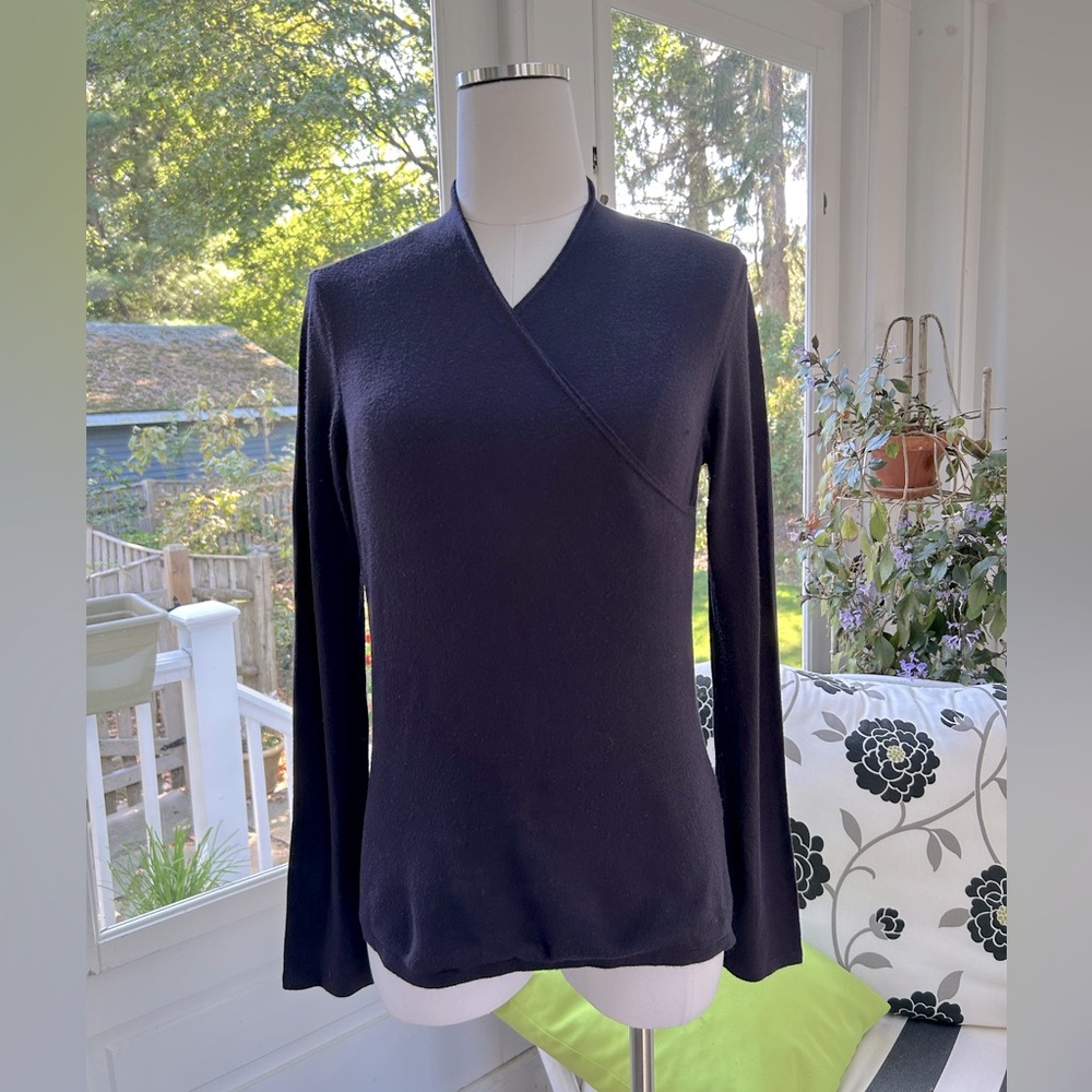 Talbots Collection Dark Blue Long Sleeve Surplice Neckline Sweater